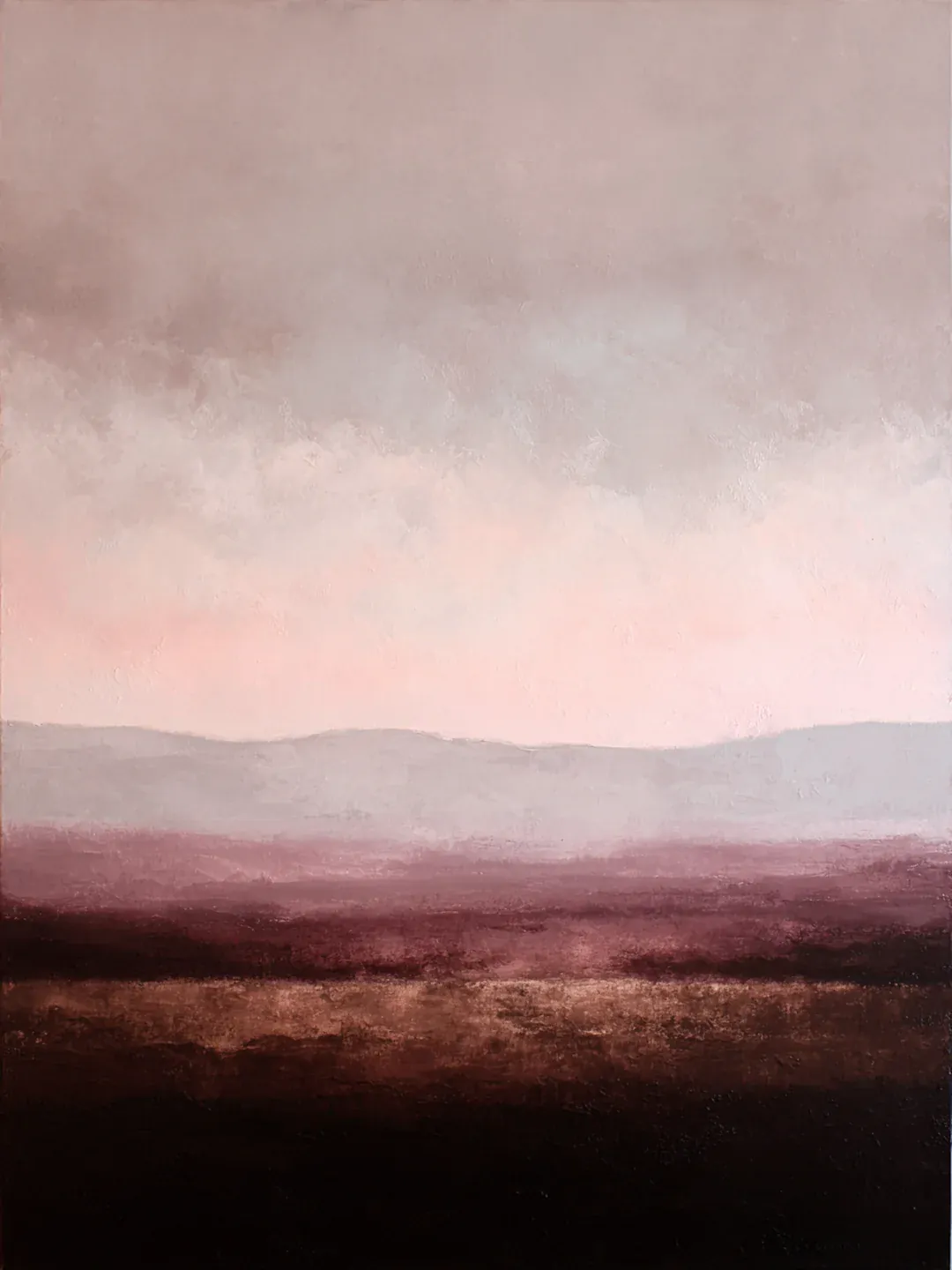 Diamond Painting Abstrakte minimalistische Landschaft in Lila, Taupe und Bordeauxrot - Image 3