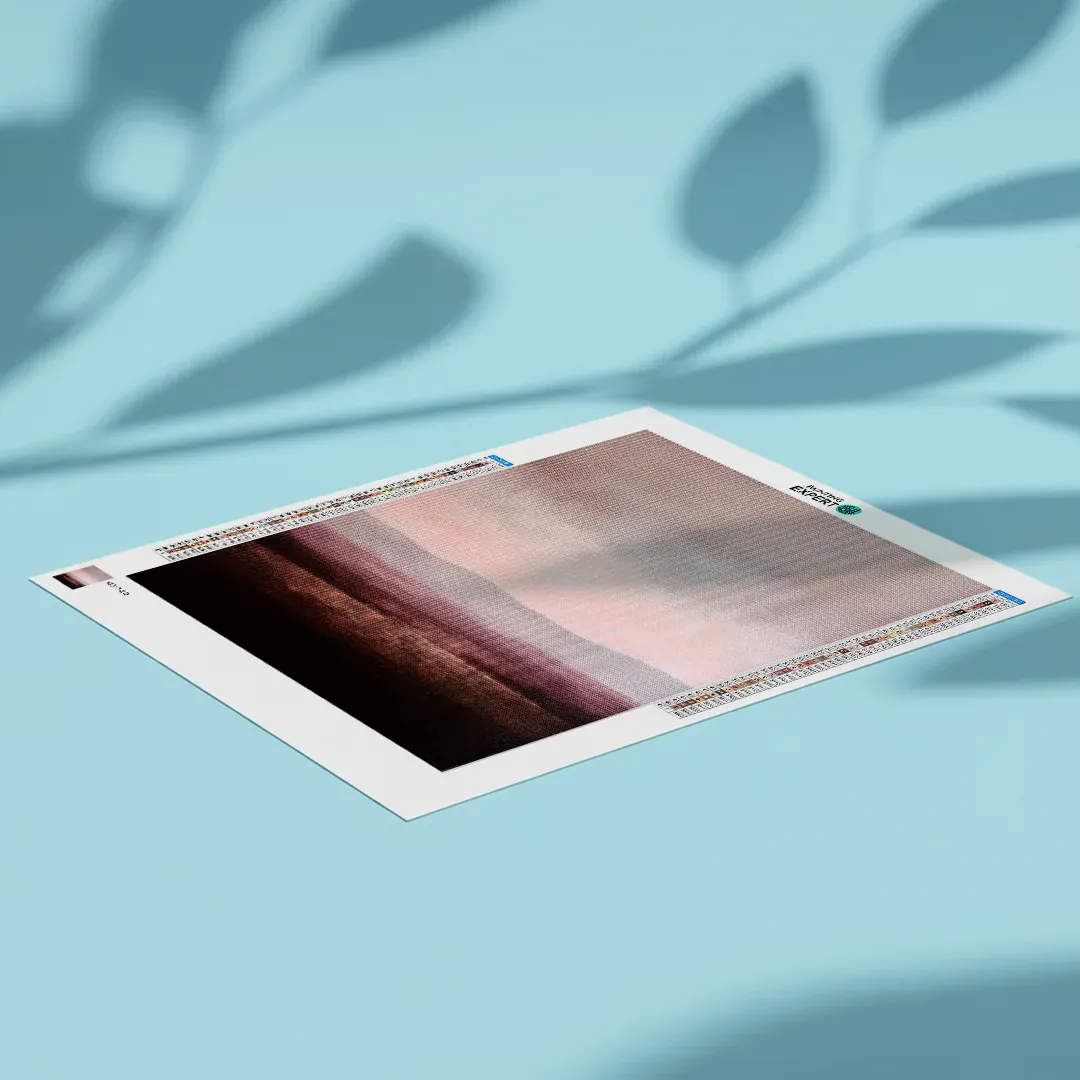 Diamond Painting Abstrakte minimalistische Landschaft in Lila, Taupe und Bordeauxrot - Image 5
