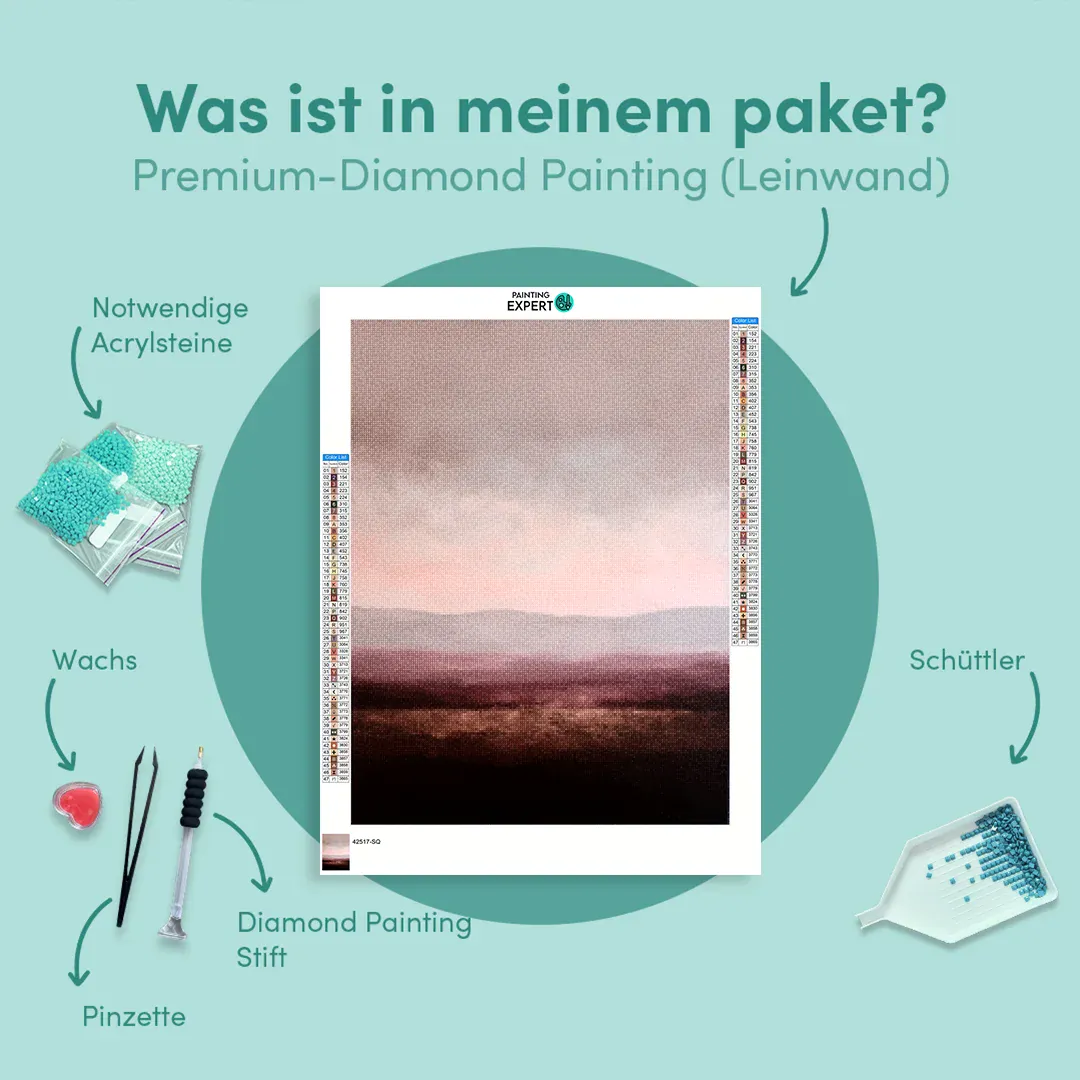 Diamond Painting Abstrakte minimalistische Landschaft in Lila, Taupe und Bordeauxrot - Image 6