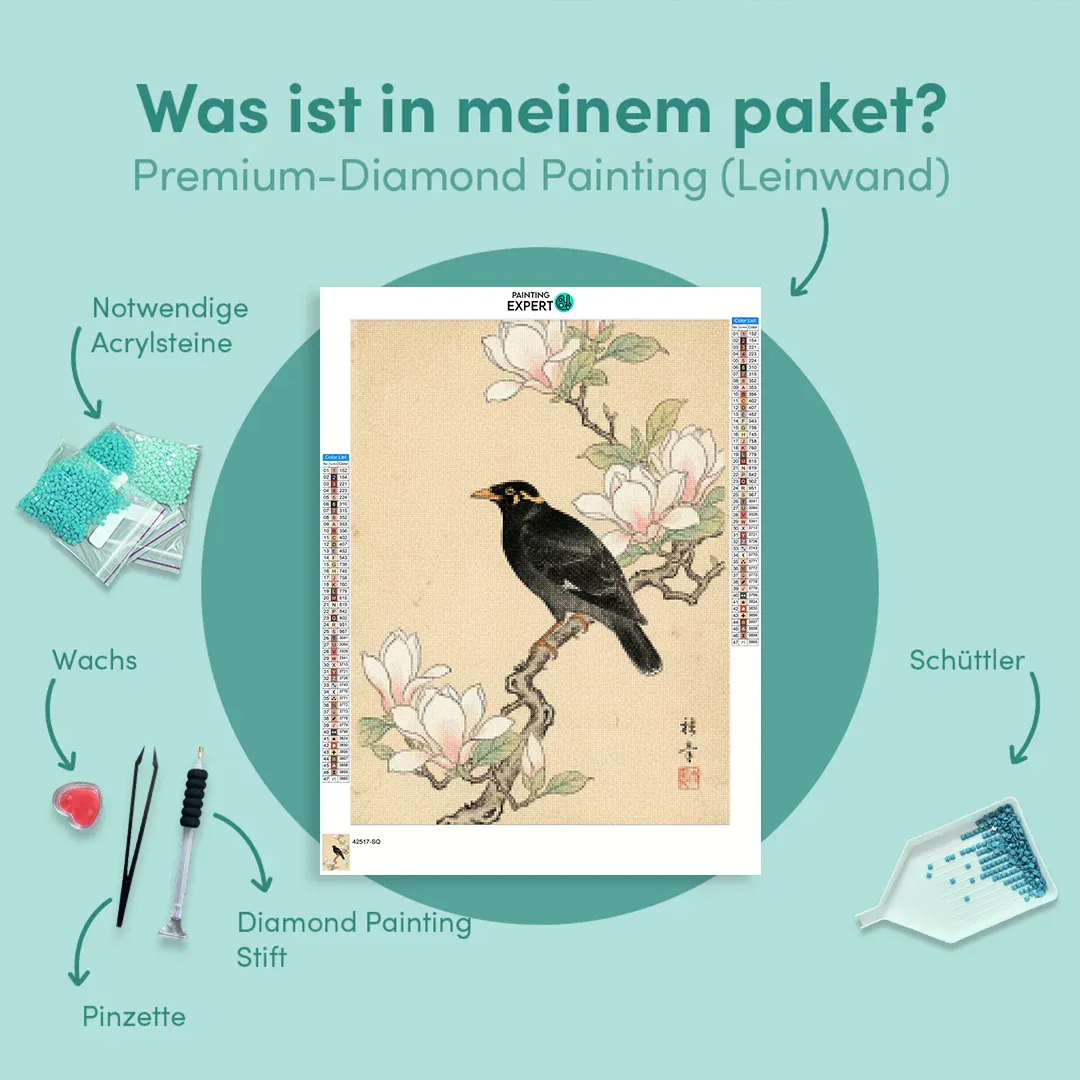 Diamond Painting Amsel bei Magnolie Japan - Image 6