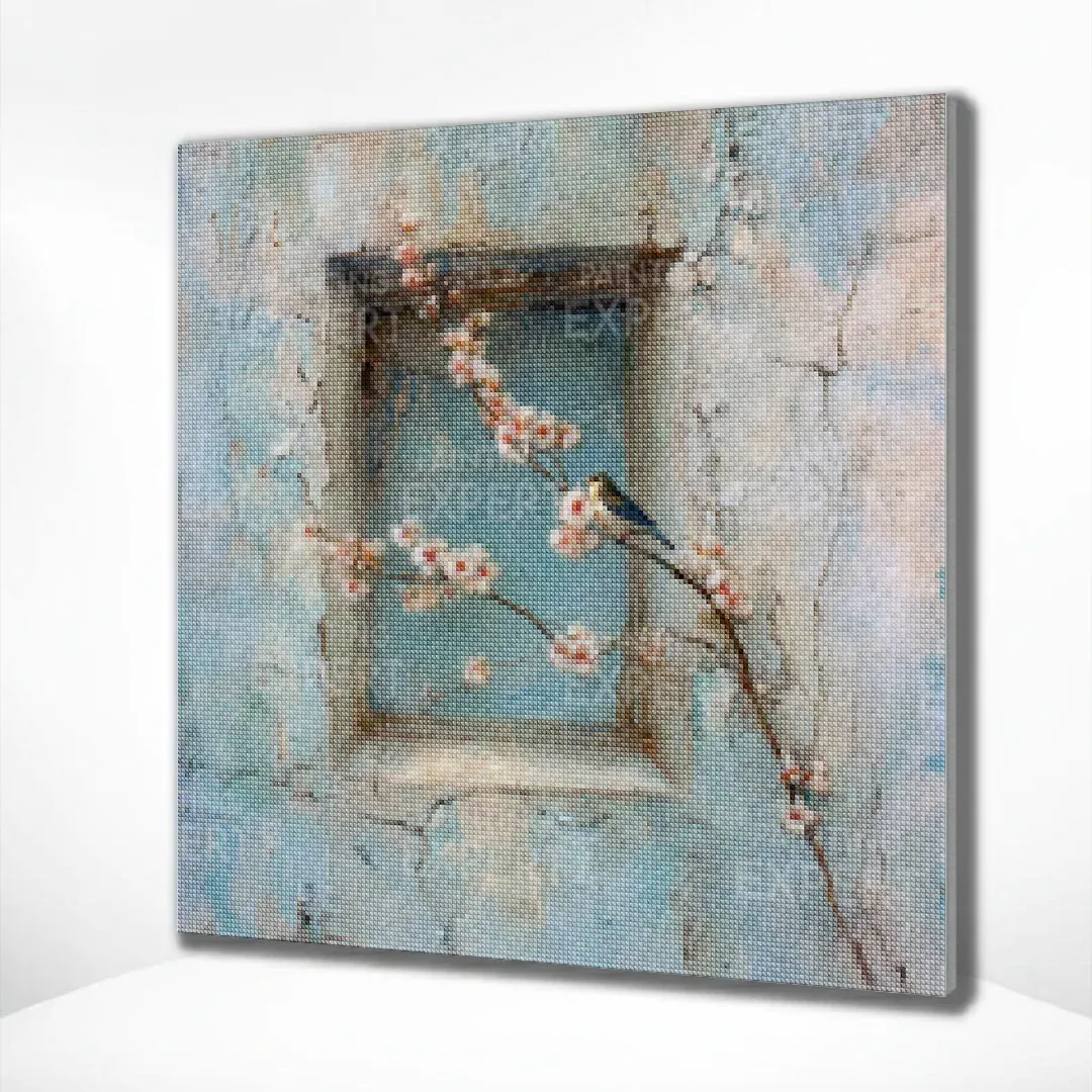 Diamond Painting Blühendes Fenster zur Vergangenheit