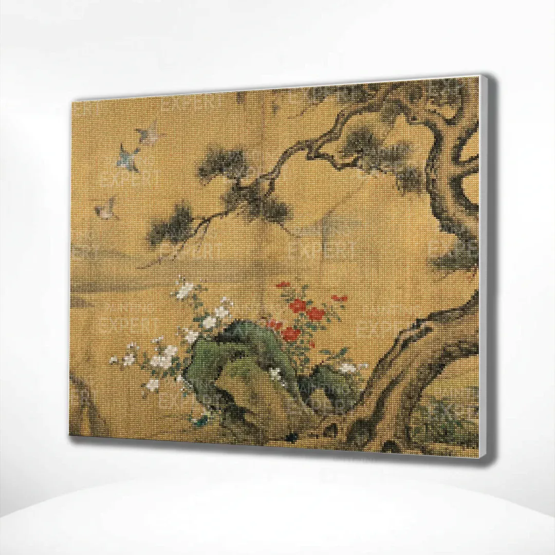 Diamond Painting Blüte unter der alten Kiefer Japan