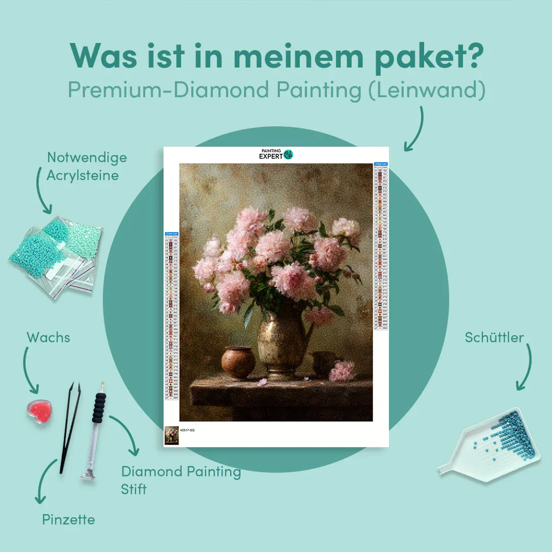 Diamond Painting Brocante Rosa Pfingstrosen - Image 6