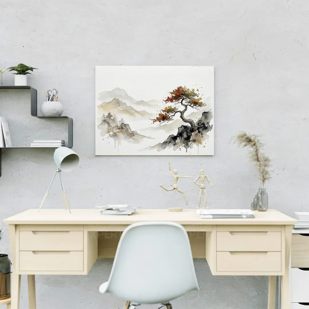 Diamond Painting Einsamer Baum in einer Berglandschaft Japan - Image 4