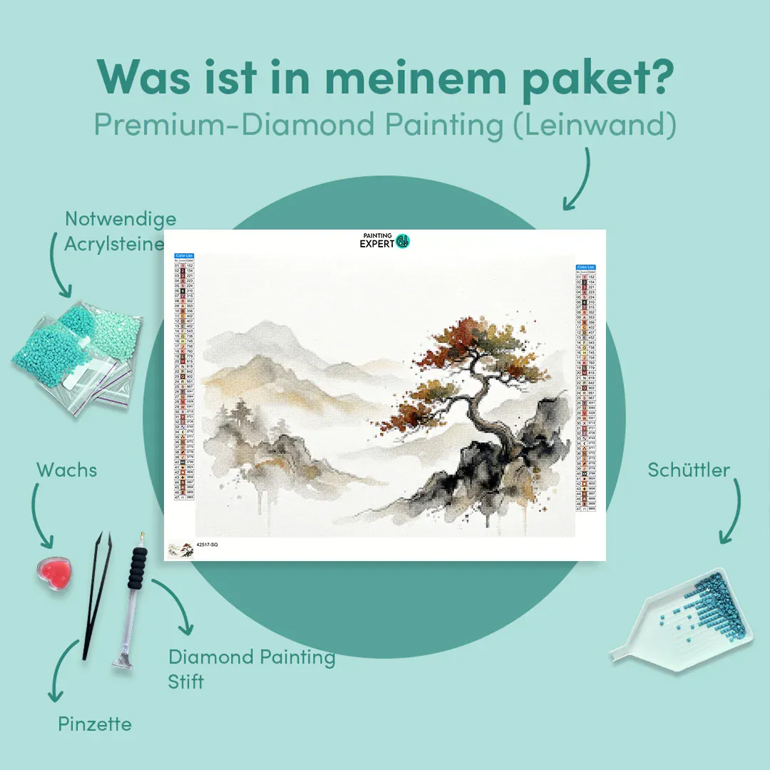 Diamond Painting Einsamer Baum in einer Berglandschaft Japan - Image 6