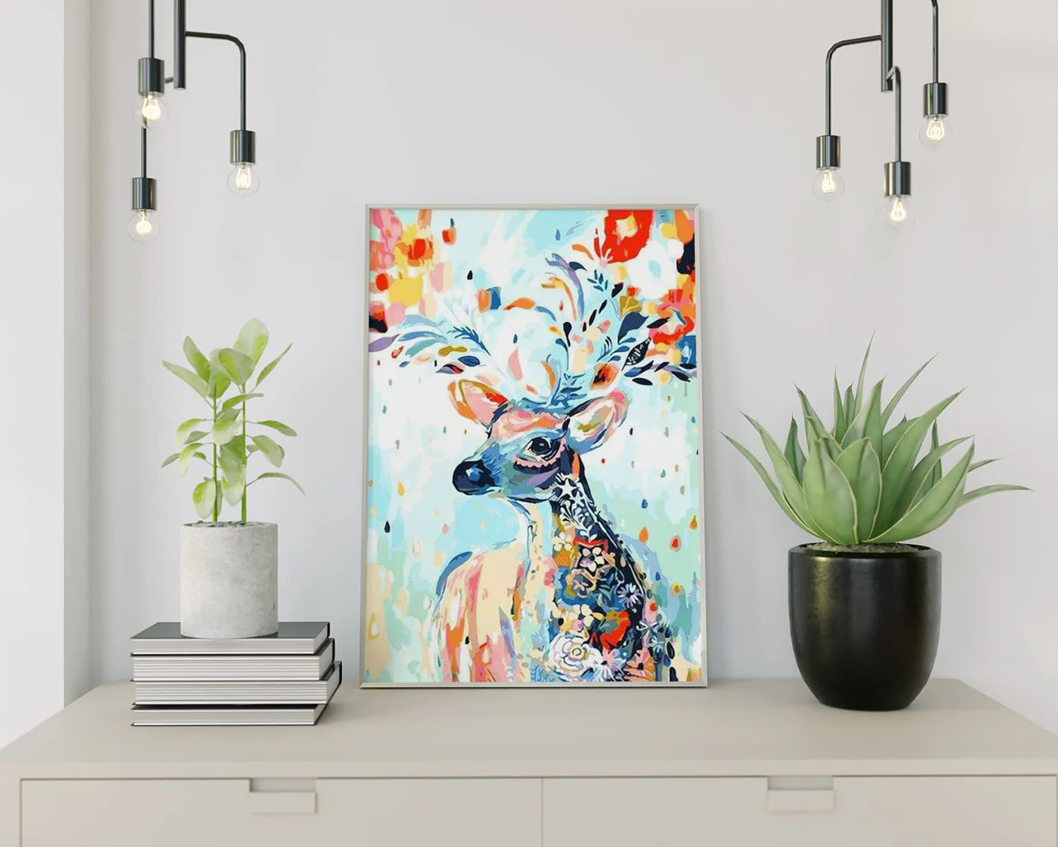 Diamond Painting Hirsch mit Blumen - Image 2