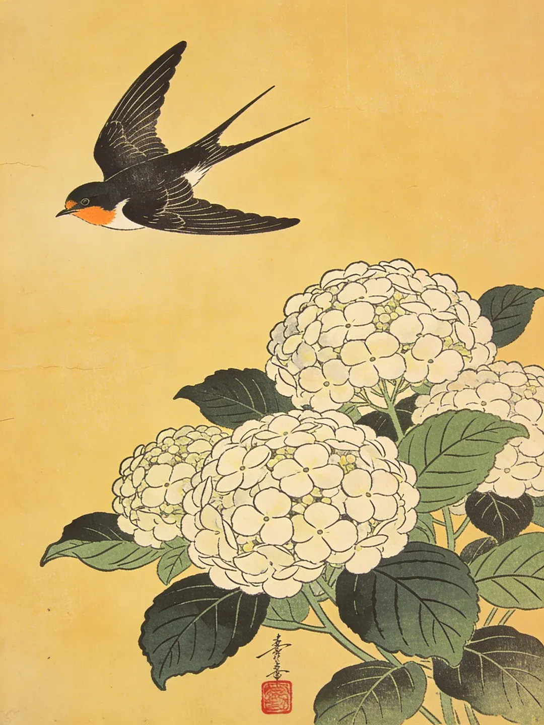 Diamond Painting Schwalbe über weißen Hortensien Japan - Image 3