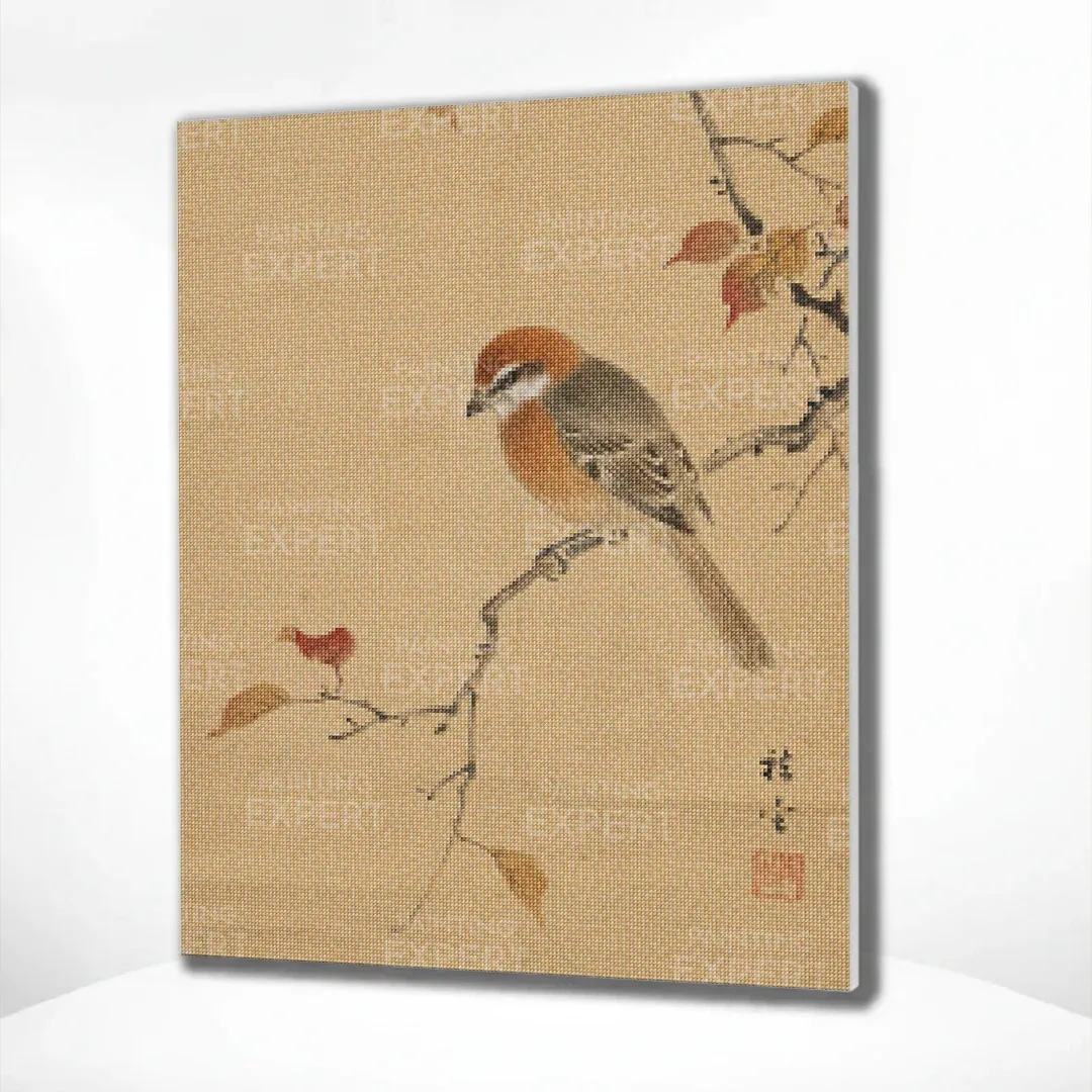 Diamond Painting Vogel auf einem stillen Ast Japan