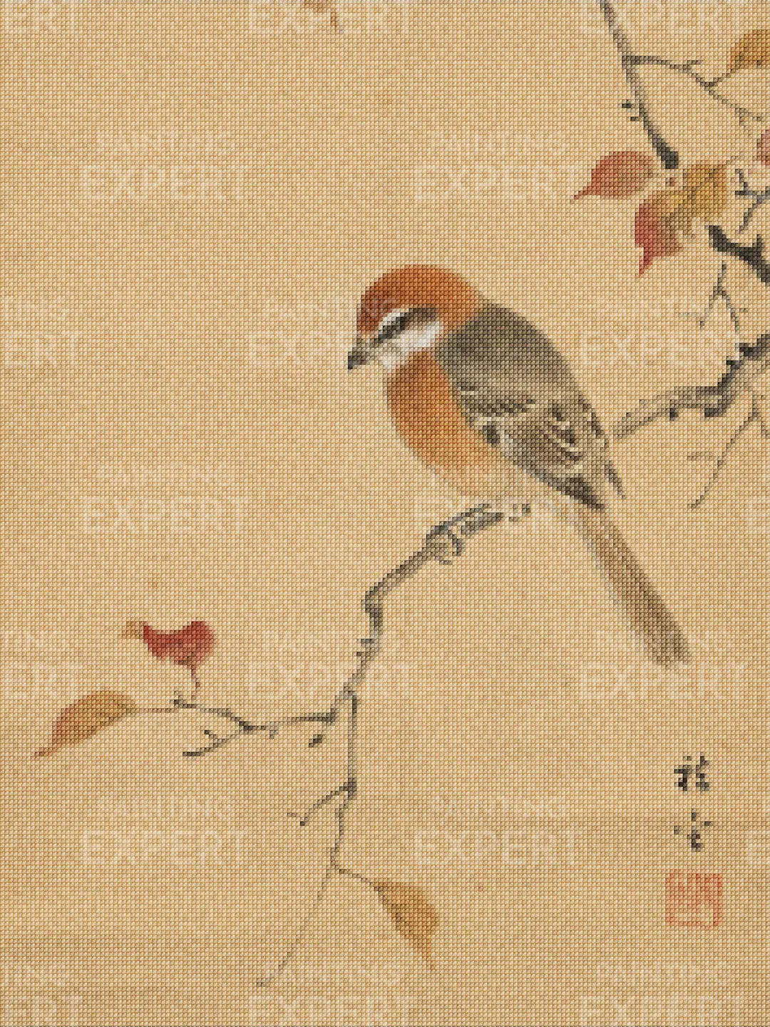 Diamond Painting Vogel auf einem stillen Ast Japan - Image 2