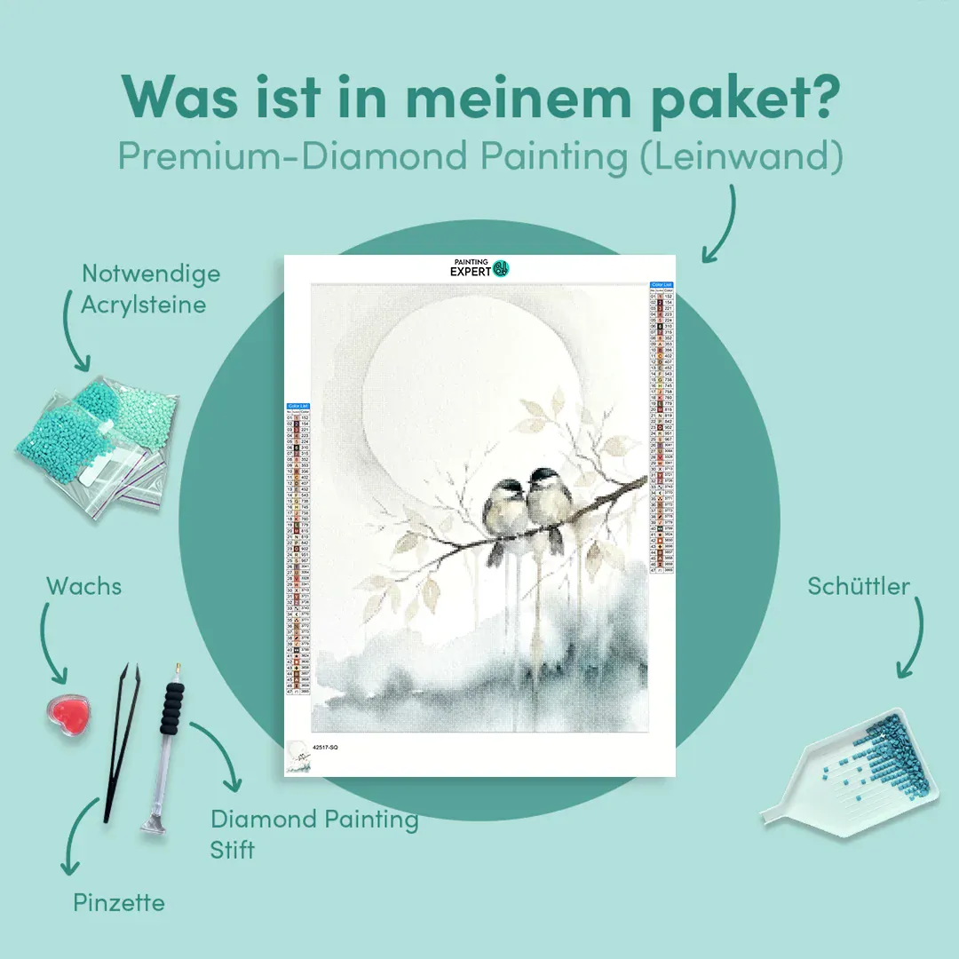 Diamond Painting Zwei Vögel unter dem Mond Japan - Image 6