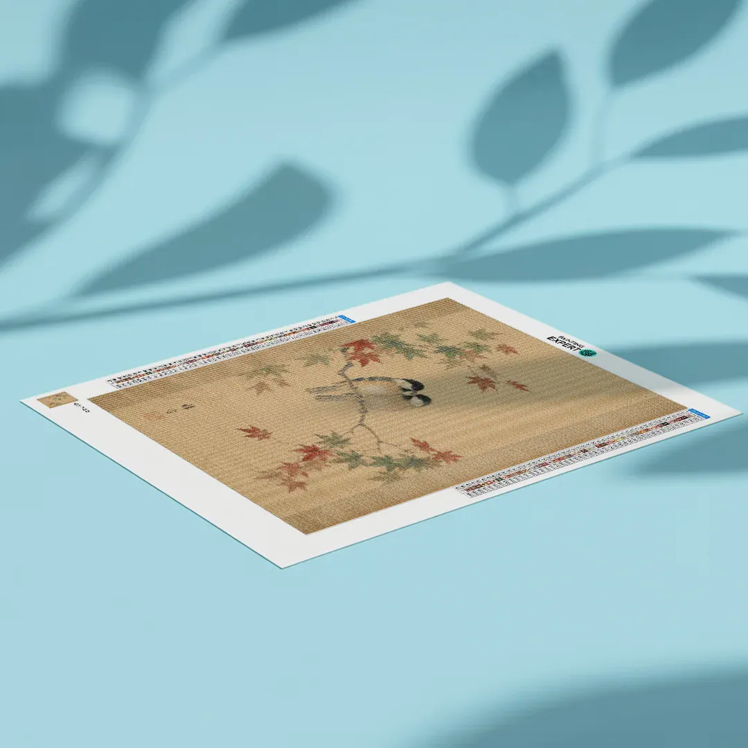 Diamond Painting Zwei Vögel zwischen Ahornblättern (Herbst) Japan - Image 5