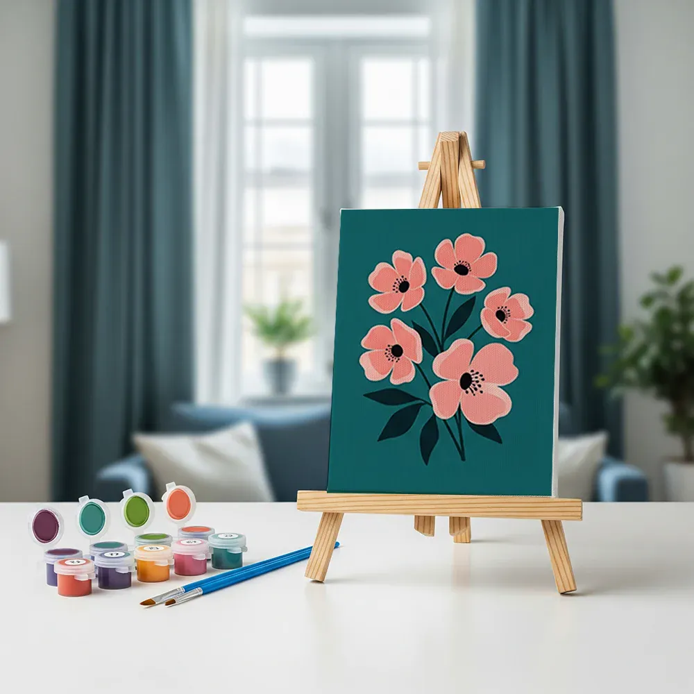 Malen nach Zahlen – 6 Mini-Gemälde - Auffällige Blumen - Image 3