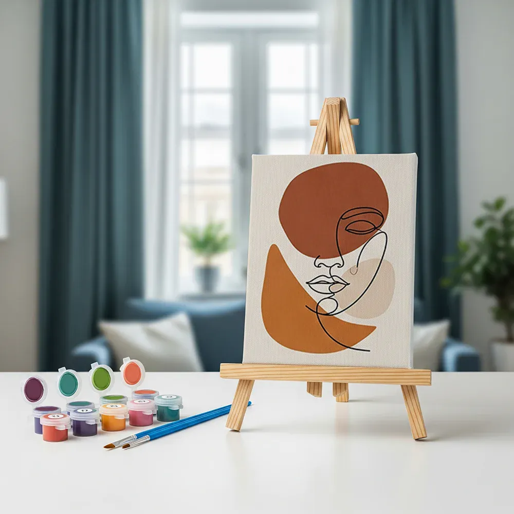 Malen nach Zahlen – 6 Mini-Gemälde - Boho Linienkunst & Natur - Image 3
