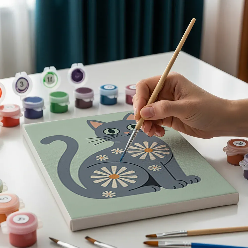 Malen nach Zahlen – 6 Mini-Gemälde - Die Mod Cats-Kollektion - Image 8