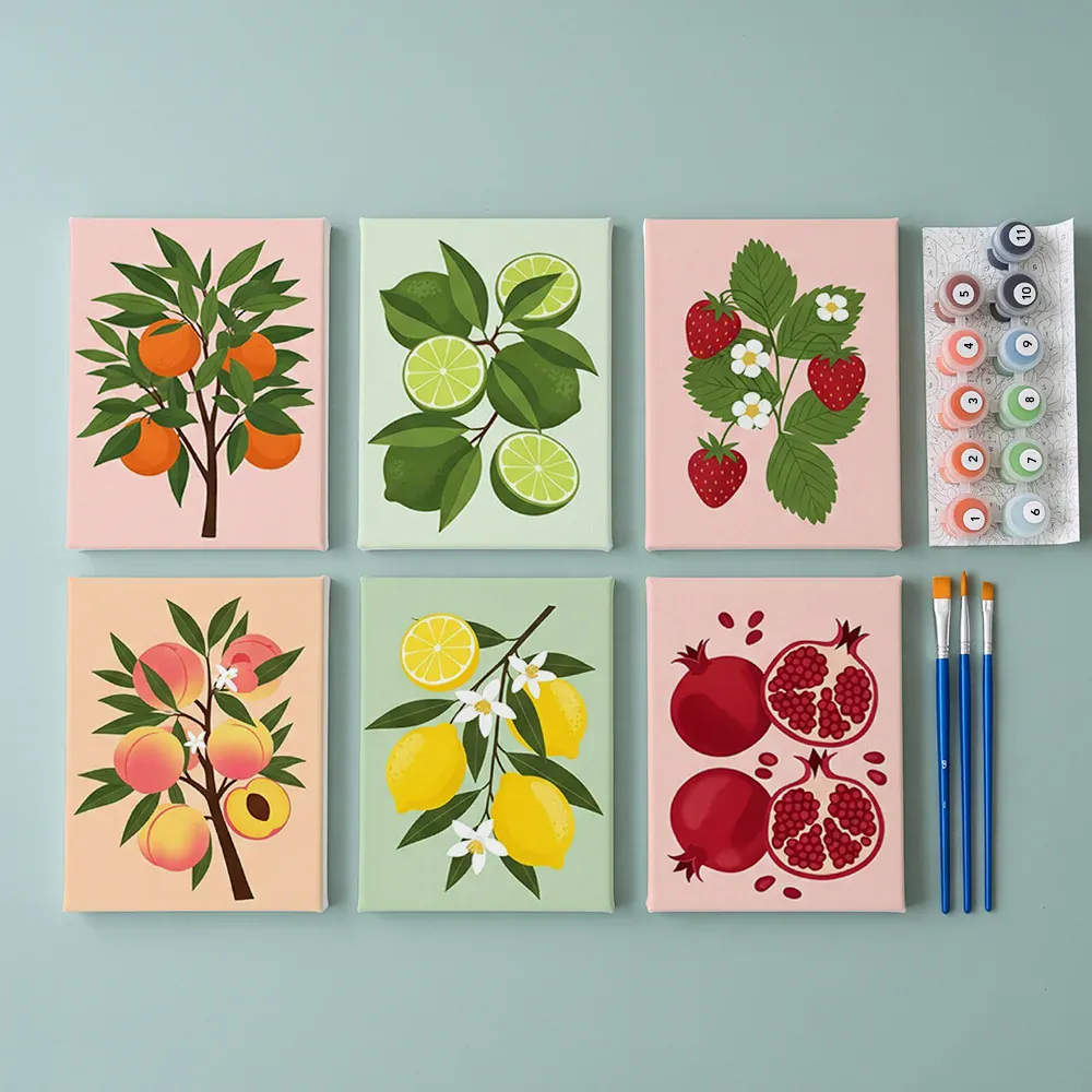 Malen nach Zahlen – 6 Mini-Gemälde - Die Obstkollektion - Image 2