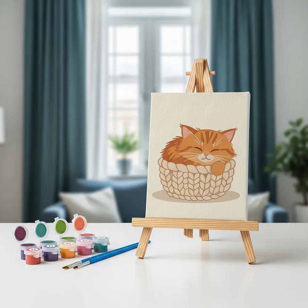 Malen nach Zahlen – 6 Mini-Gemälde - Gemütliche Kitty-Ecke - Image 3