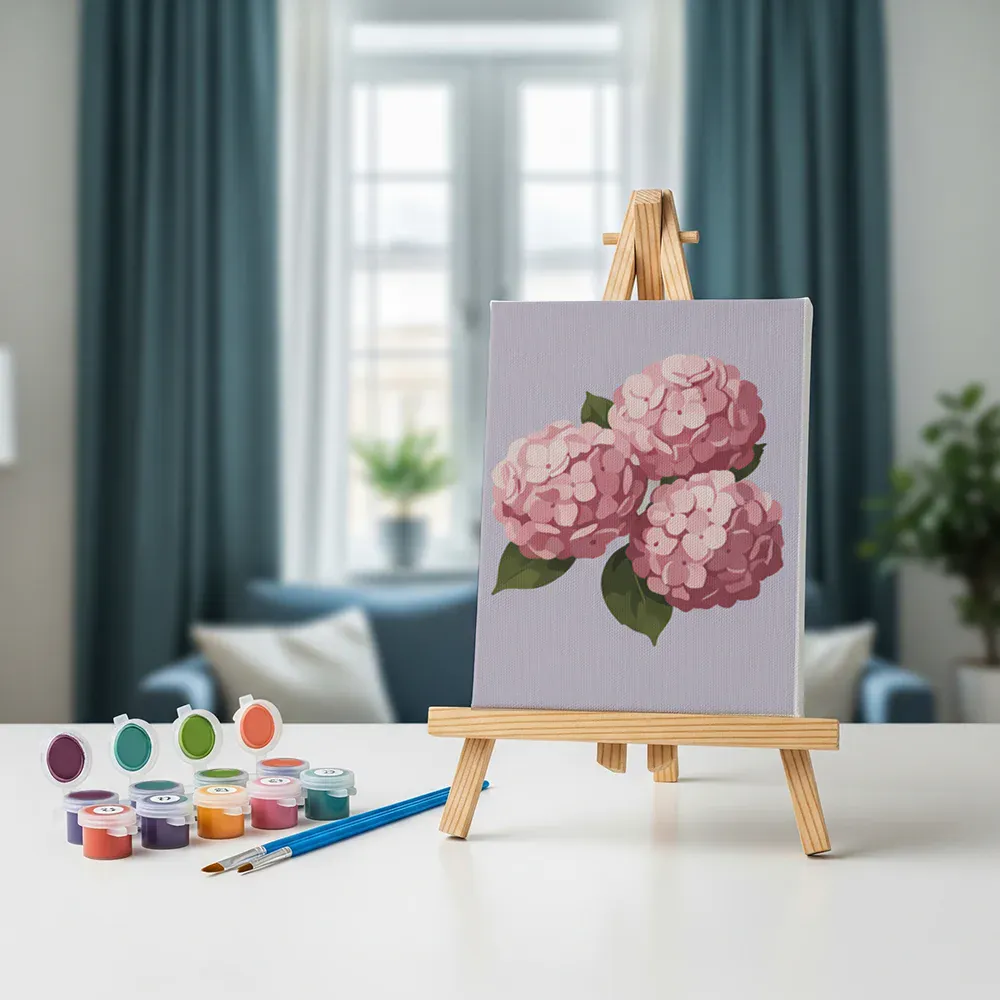 Malen nach Zahlen – 6 Mini-Gemälde - Hortensie Abschied - Image 3