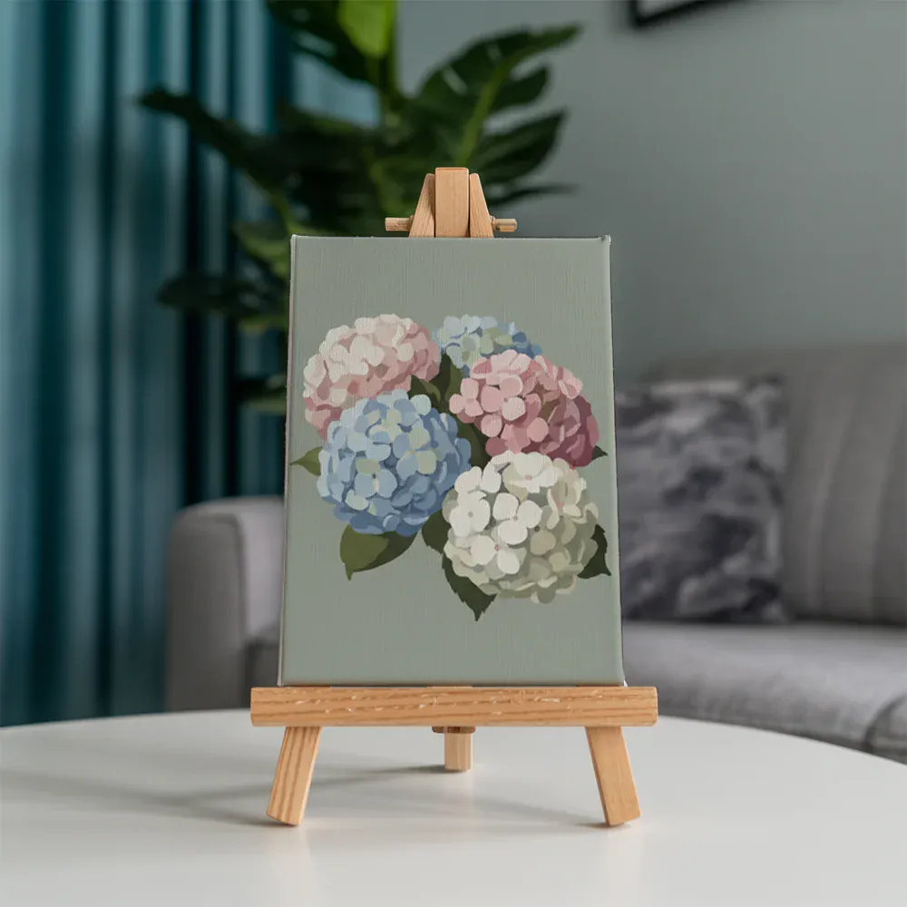 Malen nach Zahlen – 6 Mini-Gemälde - Hortensie Abschied - Image 5