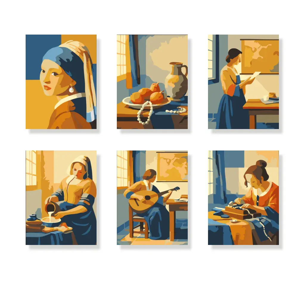 Malen nach Zahlen – 6 Mini-Gemälde - Mini-Kollektion von Johannes Vermeer