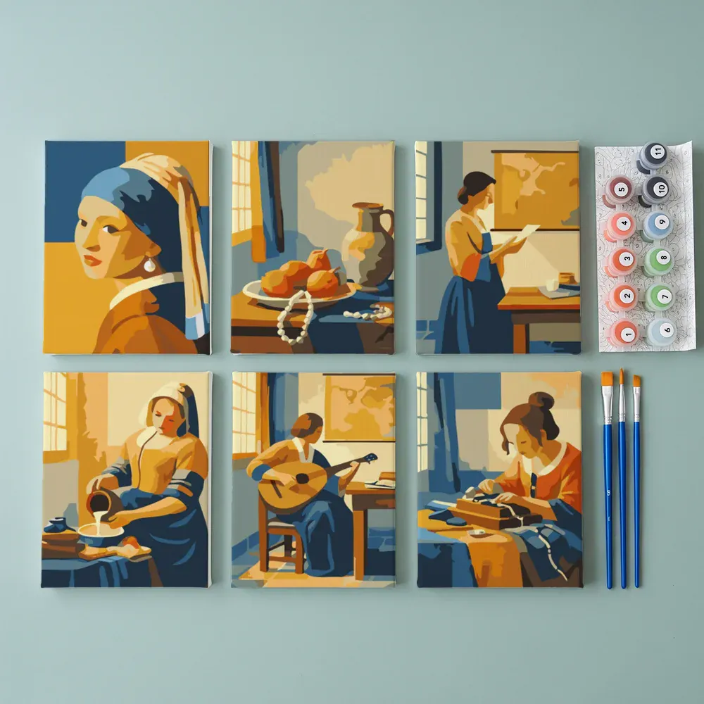 Malen nach Zahlen – 6 Mini-Gemälde - Mini-Kollektion von Johannes Vermeer - Image 2