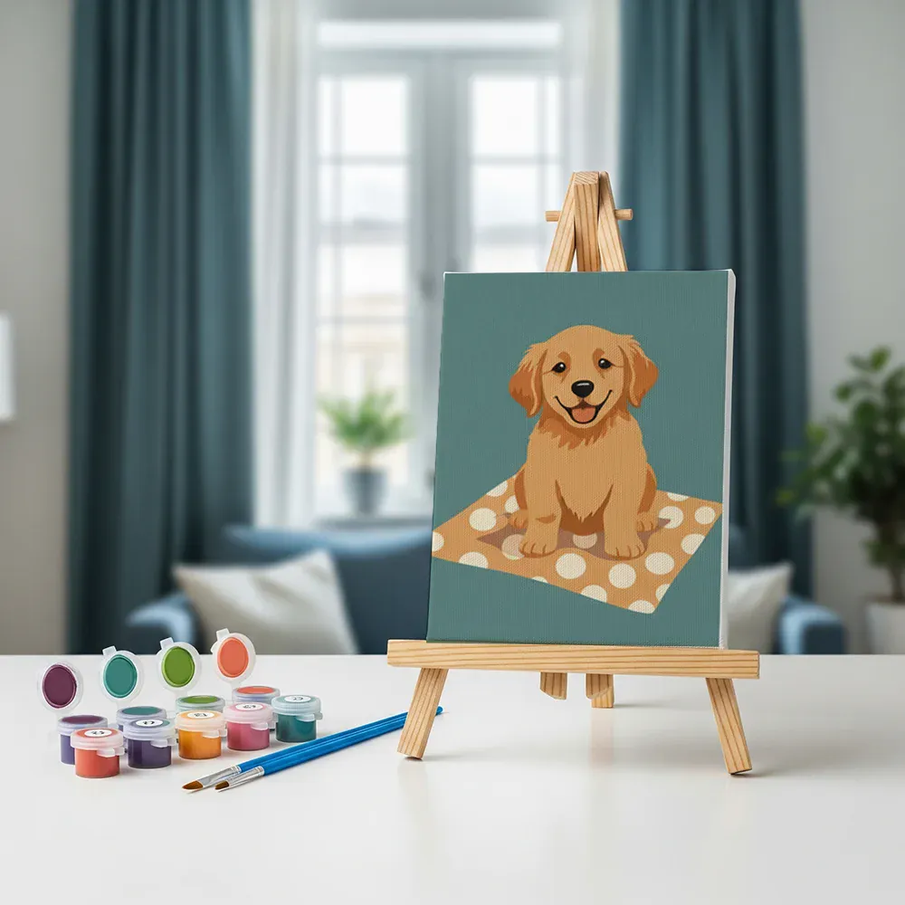 Malen nach Zahlen – 6 Mini-Gemälde - Retro Hundetage - Image 3