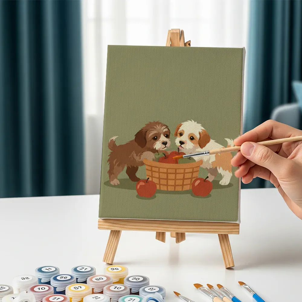 Malen nach Zahlen – 6 Mini-Gemälde - Retro Hundetage - Image 7