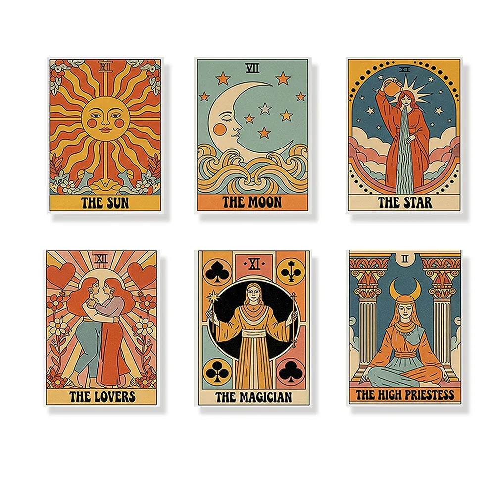 Malen nach Zahlen – 6 Mini-Gemälde - Tarot Vibe Kollektion