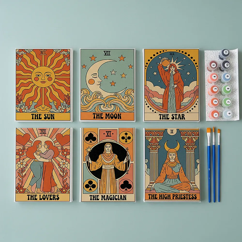 Malen nach Zahlen – 6 Mini-Gemälde - Tarot Vibe Kollektion - Image 2