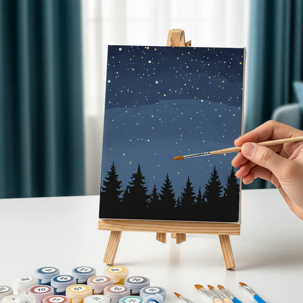 Malen nach Zahlen – 6 Mini-Gemälde - Verzauberter Himmel - Image 7