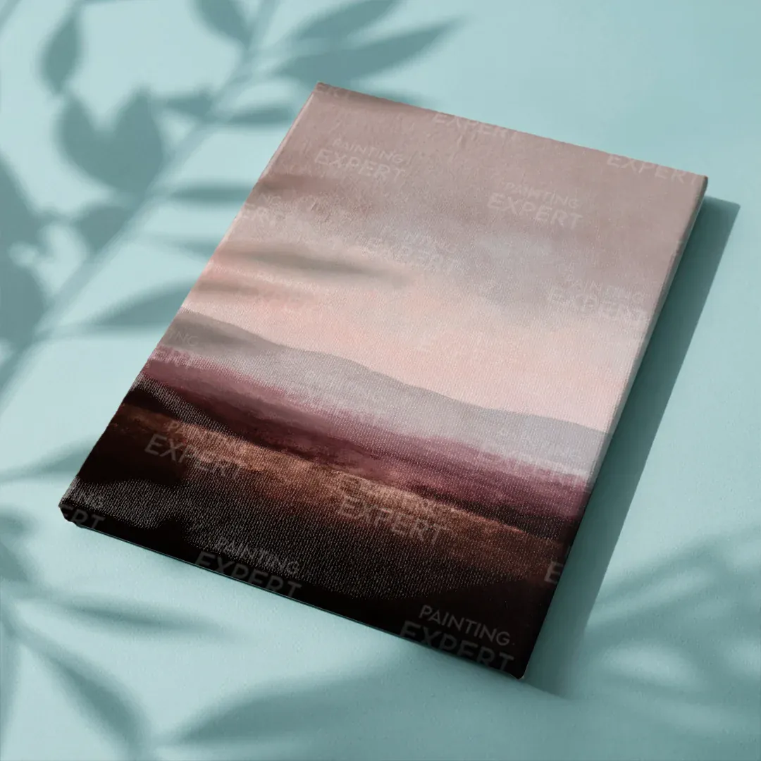 Malen nach Zahlen Abstrakte minimalistische Landschaft in Lila, Taupe und Bordeauxrot - Image 4