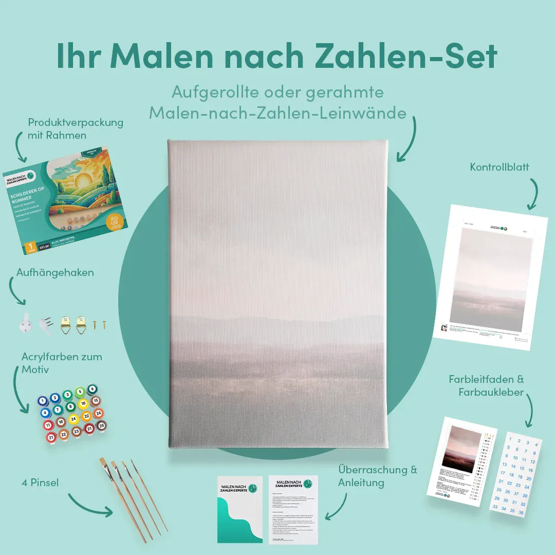 Malen nach Zahlen Abstrakte minimalistische Landschaft in Lila, Taupe und Bordeauxrot - Image 5