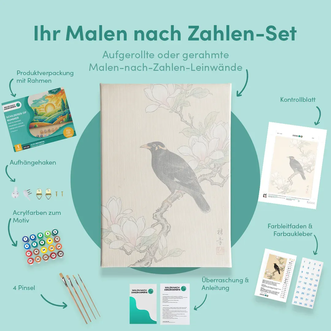 Malen nach Zahlen Amsel bei Magnolie Japan - Image 6