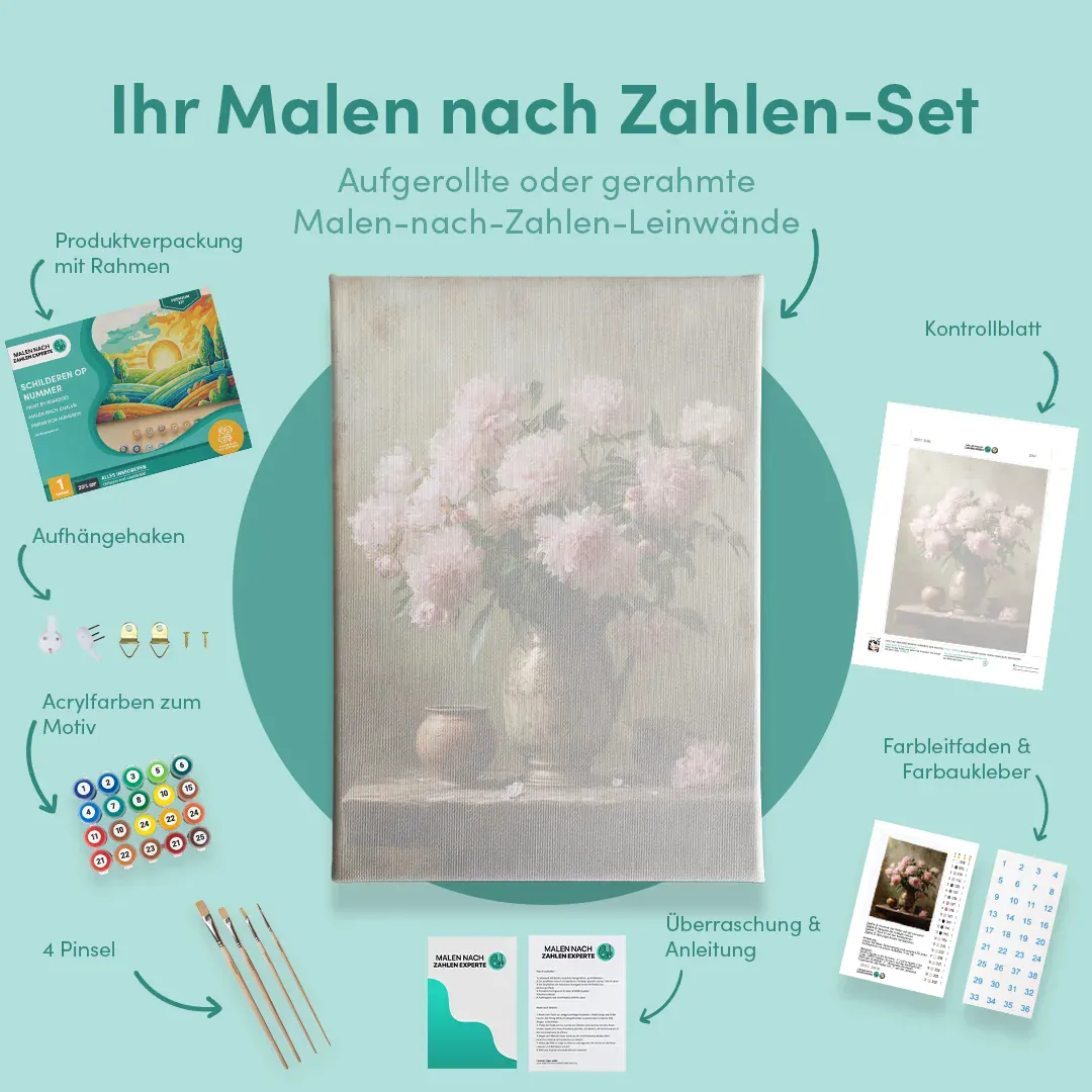 Malen nach Zahlen Brocante Rosa Pfingstrosen - Image 5