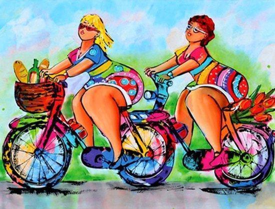 Malen nach Zahlen Dicke Damen mit Fahrrad - Image 6