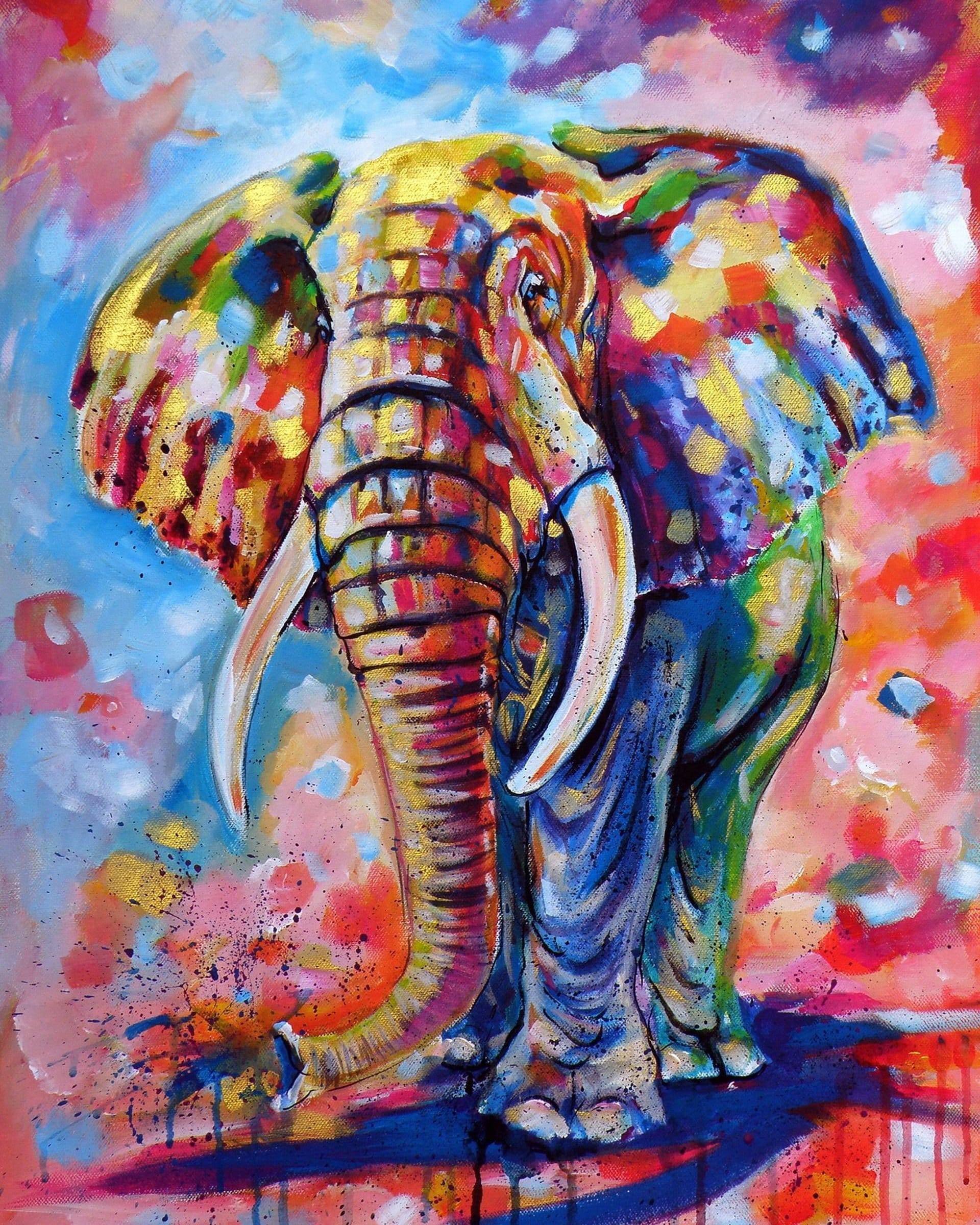 Malen nach Zahlen Elefant mit fröhlichen Farben - Image 7