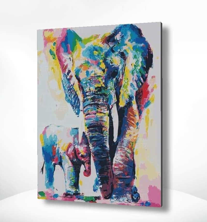 Malen nach Zahlen Elefant und Baby