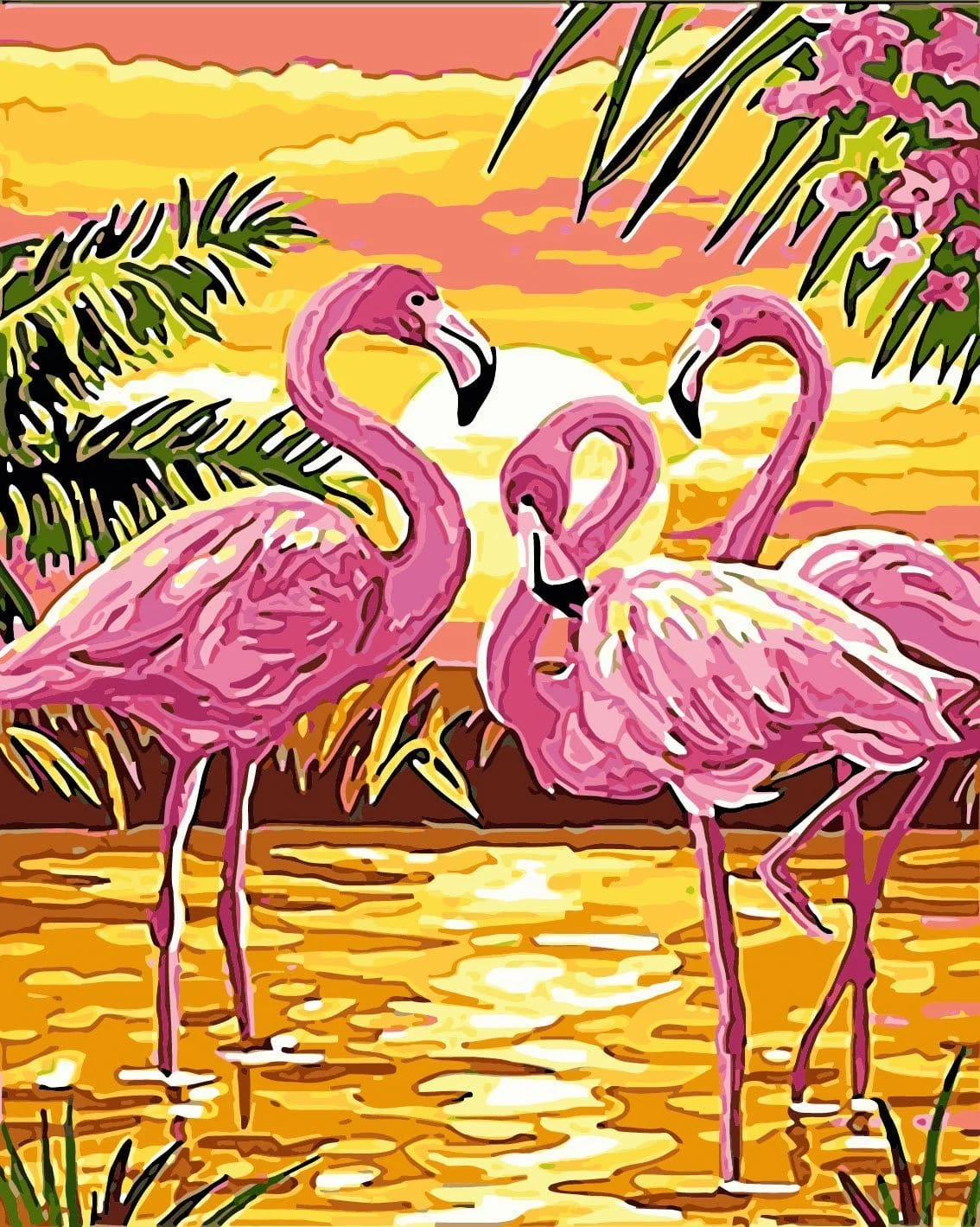Malen nach Zahlen Flamingos mit Sonnenuntergang - Image 9
