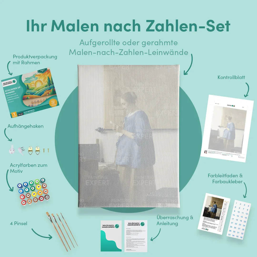 Malen nach Zahlen Frau in Blau liest einen Brief - Image 5