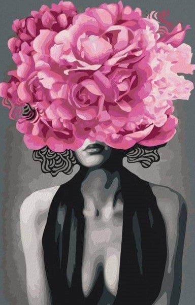 Malen nach Zahlen Frau mit lila Blume - Image 7
