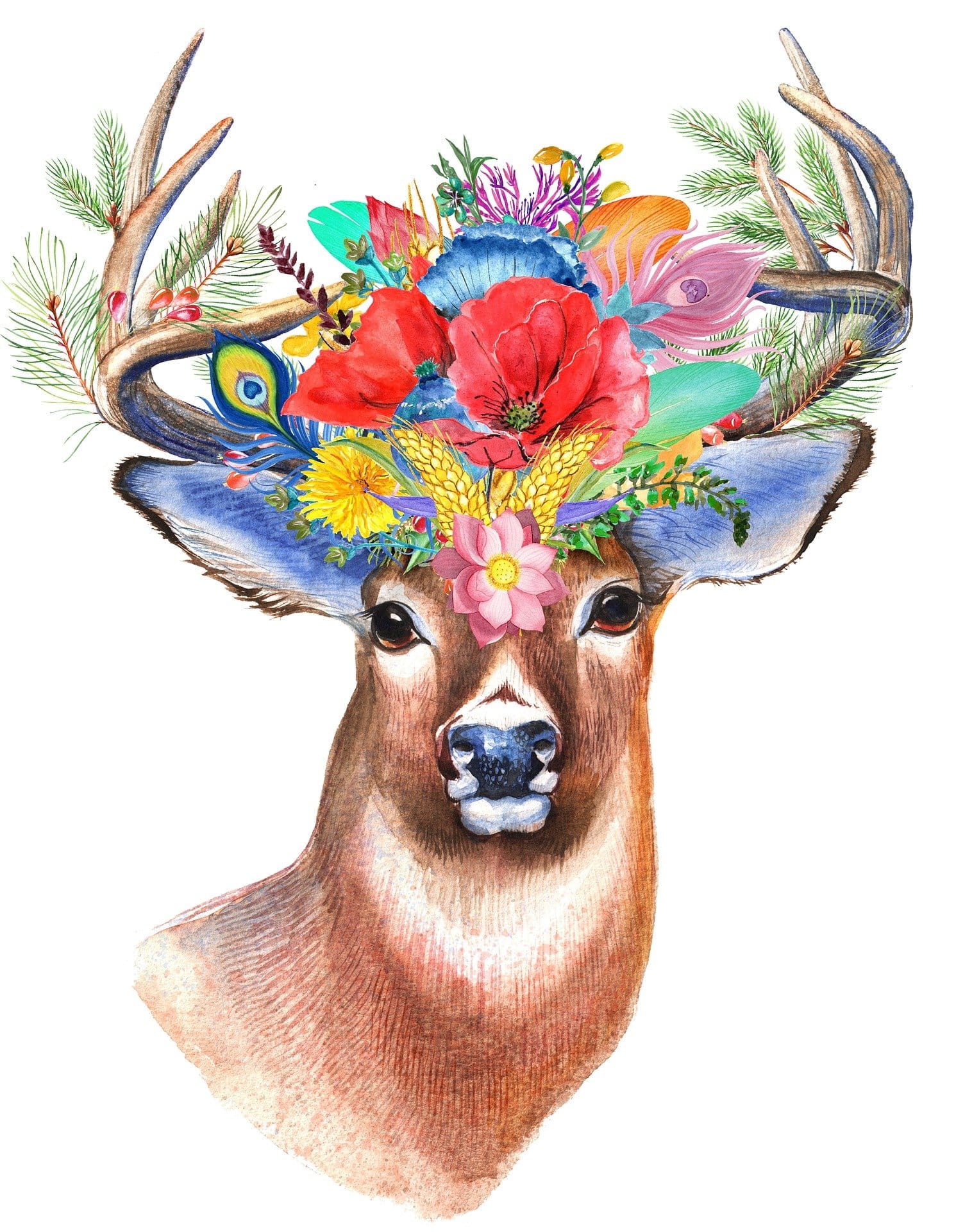 Malen nach Zahlen Hirsch mit Blumengeweih - Image 7