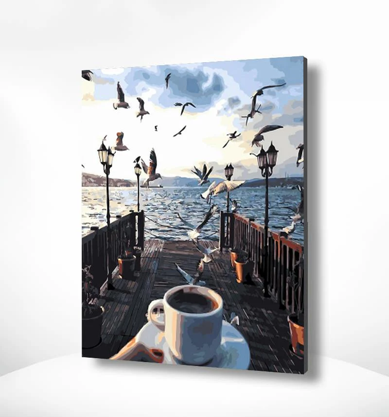 Malen nach Zahlen Kaffee am Meer