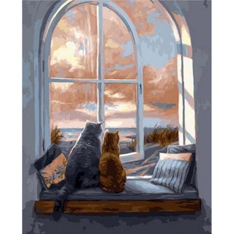 Malen nach Zahlen Katzen vor dem Fenster - Image 9