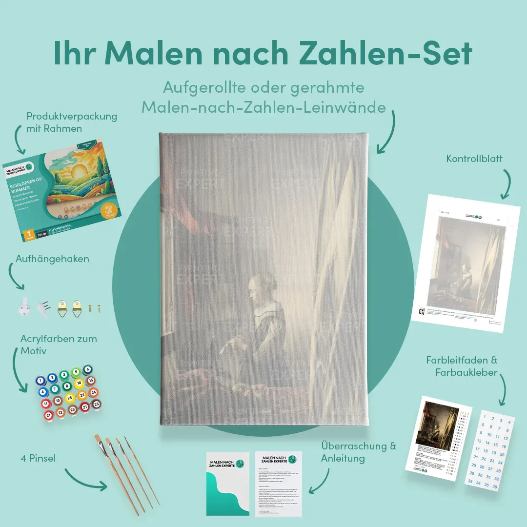 Malen nach Zahlen Mädchen das einen Brief an einem offenen Fenster liest - Image 5