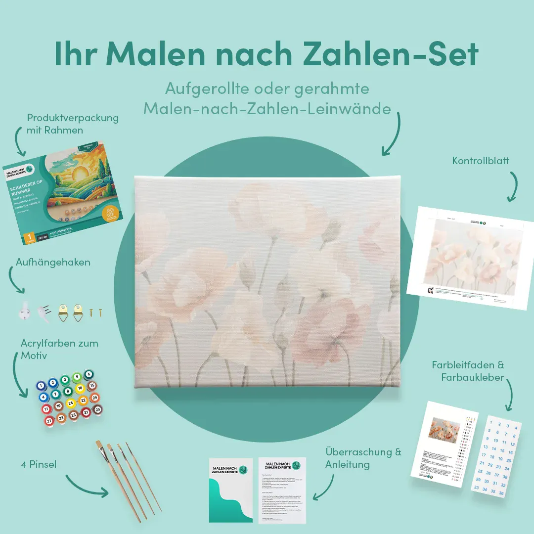 Malen nach Zahlen Mohnblumen in sanften Farben - Image 5