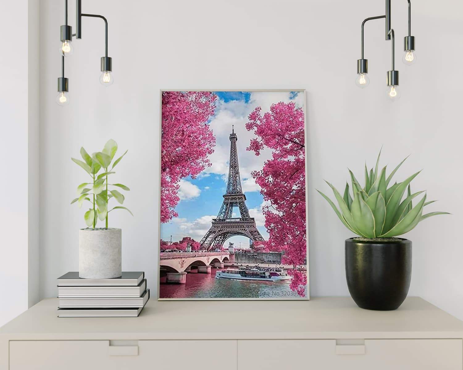 Malen nach Zahlen Paris mit rosa Bäumen - Image 2