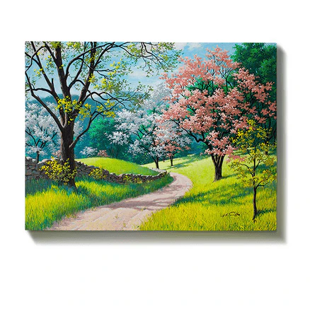 Malen nach Zahlen Park mit rosa Blumen - Image 7