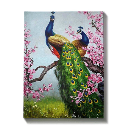 Malen nach Zahlen Pfaue mit rosa Blumen - Image 7