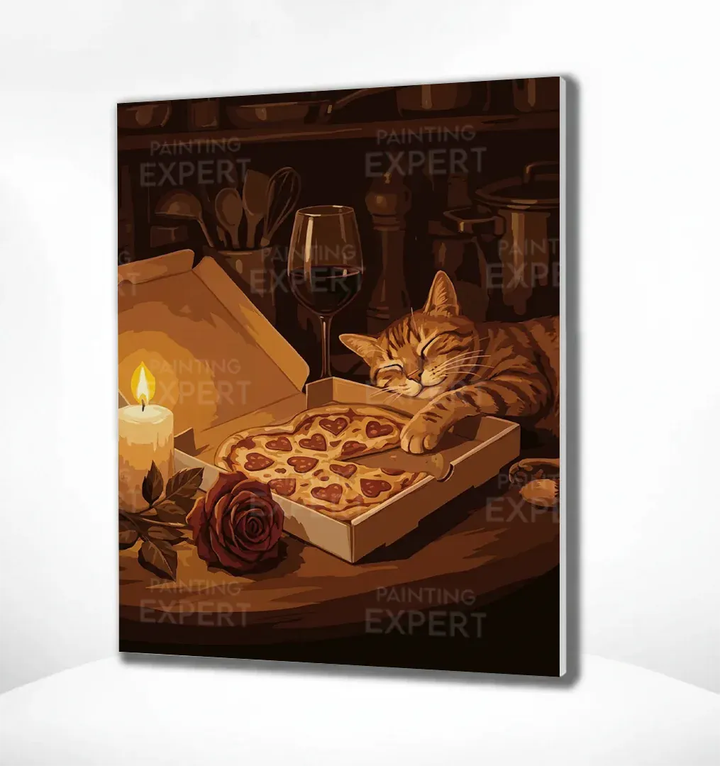 Malen nach Zahlen Purrperoni-Pizza