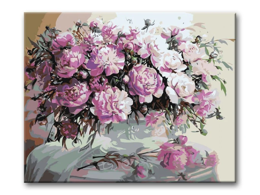 Malen nach Zahlen Rosa Blumen auf dem Tisch - Image 7