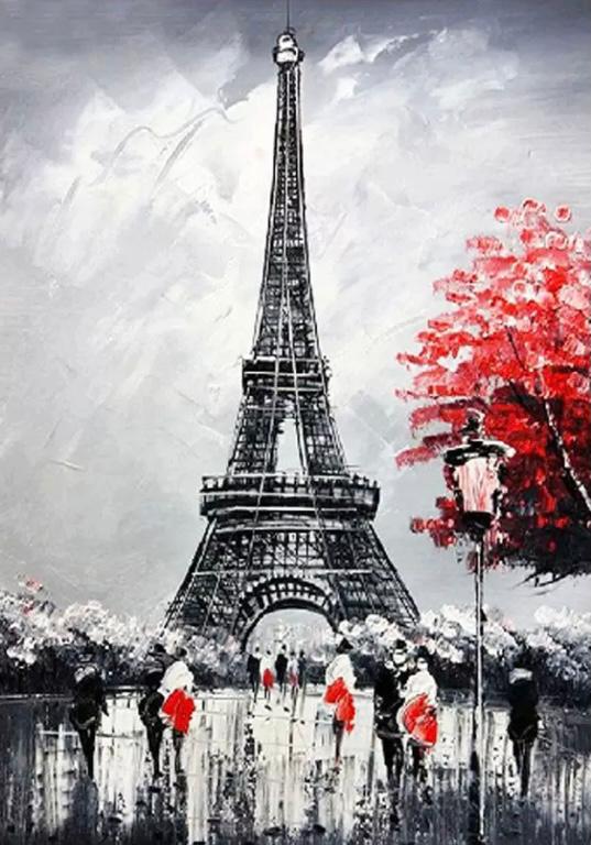 Malen nach Zahlen Schwarz und weiß Paris mit Blumen - Image 7